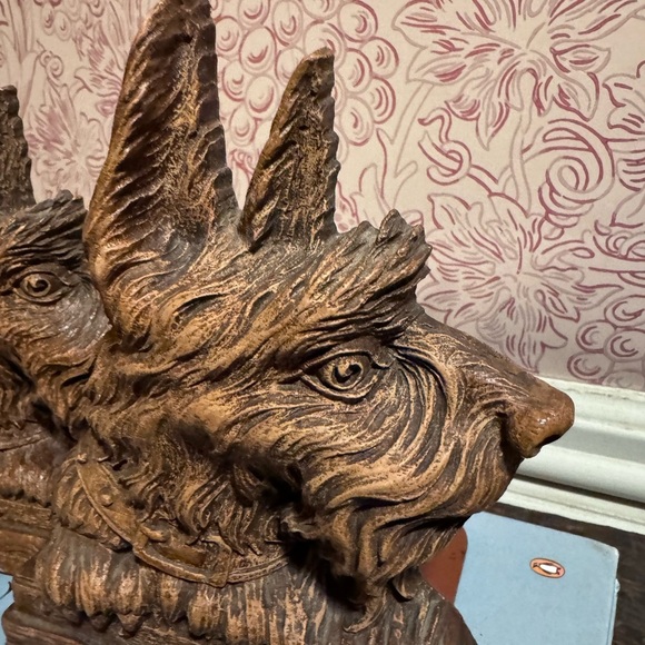 Set of 3 Scottie dog bookends and card holder Syroco Wood - Picture 7 of 8